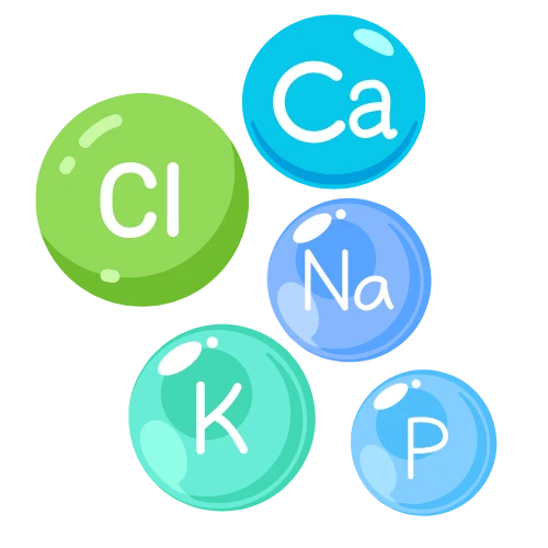 Imagen de: CALCIO, FÓSFORO, CLORO,  SODIO, POTASIO